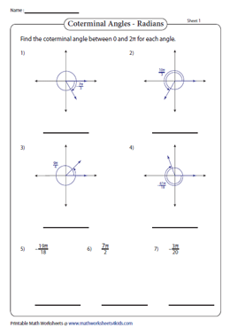 Reference Angles and Coterminal Angles Worksheets