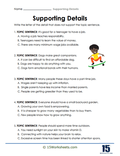 Supporting Details Worksheets - 15 Worksheets Library
