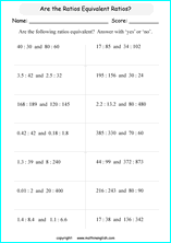 Printable ratio and Proportion worksheets for grade 5 and 6 math ...