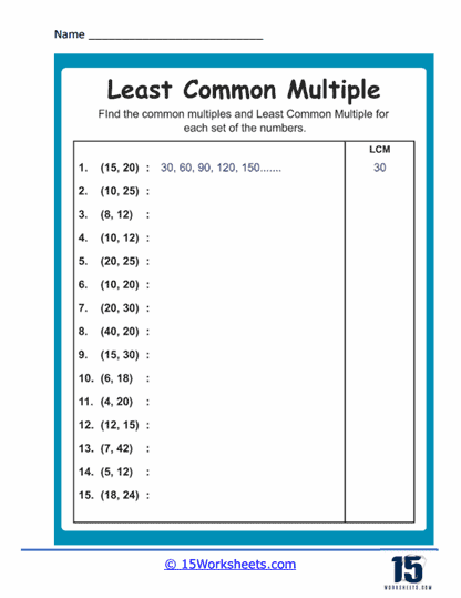 Least Common Multiples Worksheets 15 Worksheets Library Worksheets Least Common Multiples Worksheets 15 Worksheets Library Worksheets
