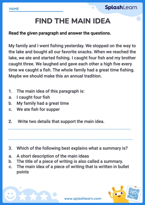 Decoding the Main Idea - ELA Worksheets - SplashLearn