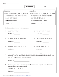 Mean, Median, Mode and Range Worksheets