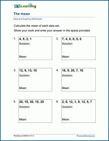 Mean Worksheets | Worsheets library