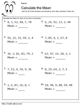 finding mean worksheet