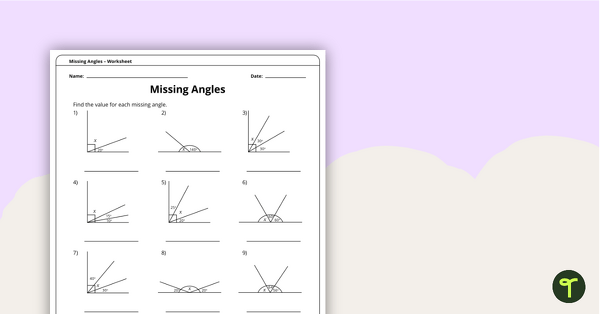 Missing Angles - Year 6 Maths Worksheet | Teach Starter