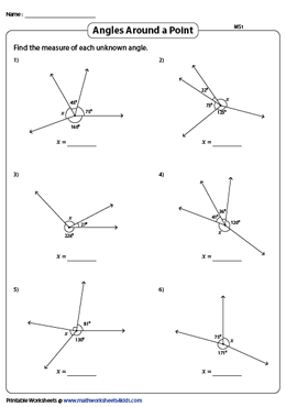 Angles Around a Point Worksheets