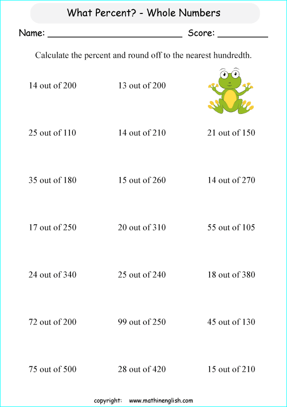 finding percentages worksheet for 6th