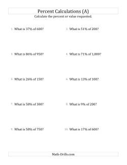 Percentages Worksheets