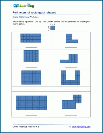 Perimeters using a rectangular grid worksheets | Worsheets library