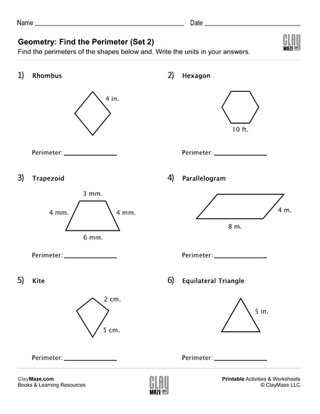 Geometry: Find the Perimeter (Set 2) | Homeschool Books, Math ...