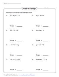 Slope Worksheets