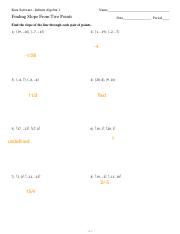 finding slope from two points worksheet answers