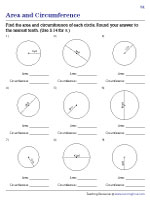 finding the area and circumference of a circle worksheet