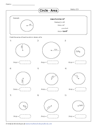 finding the area and circumference of a circle worksheet