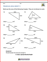 finding the area of a triangle worksheet