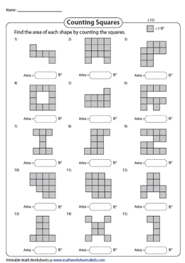 Area of Rectilinear Figures Worksheets