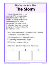 finding the main idea worksheet