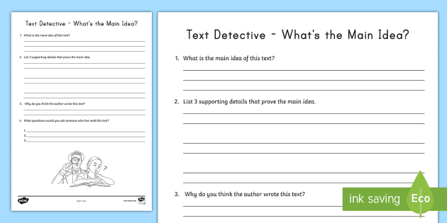Whats the Main Idea? Text Detective Activity for 3rd-5th Grade