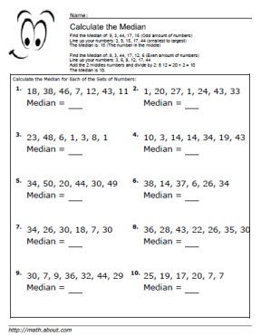 Median Worksheets for Math Students