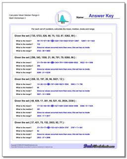 Mean, Median, Mode and Range Worksheets: Calculator Mean, Median ...