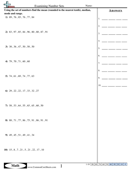 Mean Median Mode &  Range Worksheets | Free - Distance Learning ...