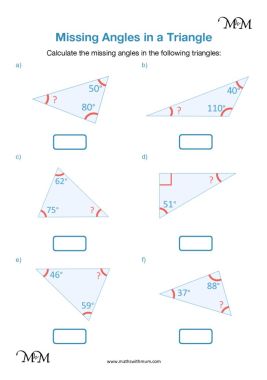 finding the missing angle of a triangle worksheet