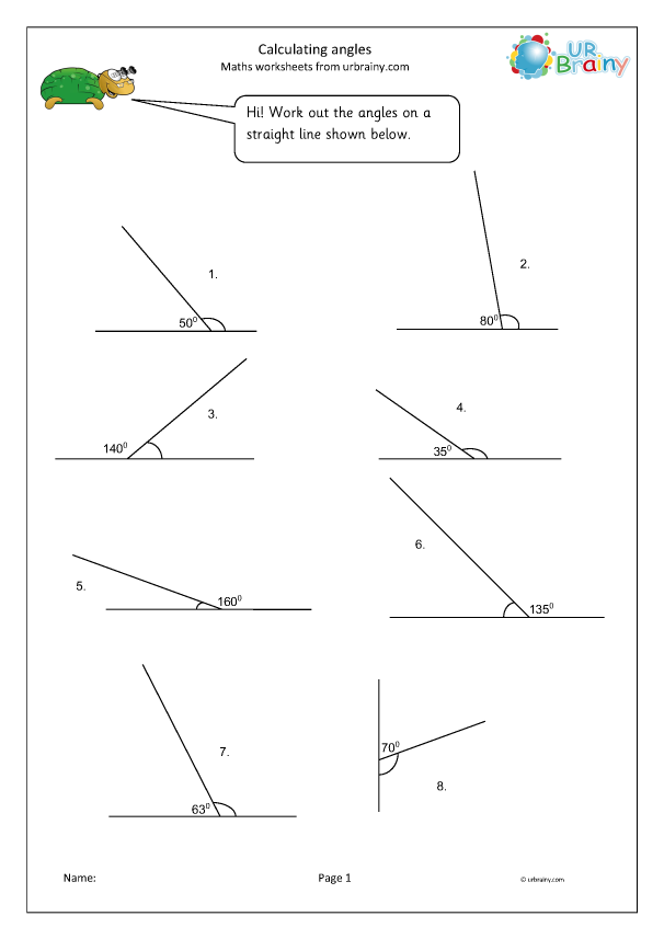 Calculate angles on a straight line - Geometry (Shape) Maths ...