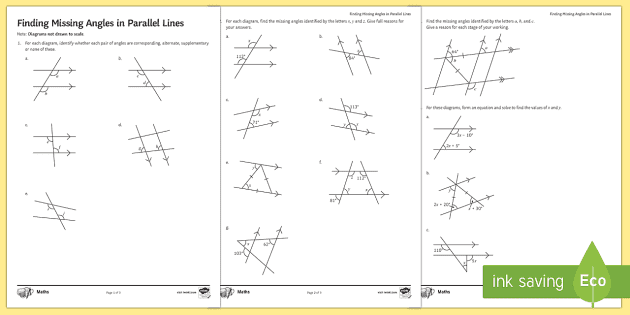 Angles in Parallel Lines Worksheet KS3 PDF | Beyond - Twinkl