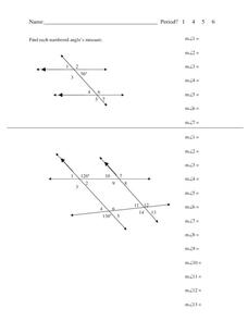 Finding Unknown Angles Worksheet for 10th Grade | Lesson Planet