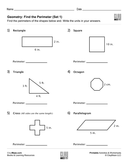 Geometry: Find the Perimeter (Set 1) | Homeschool Books, Math ...