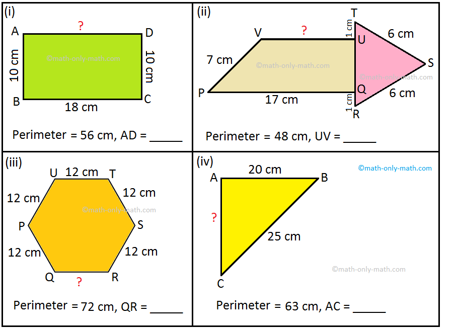 Worksheet on Perimeter | Perimeter of Squares and Rectangle | Answers