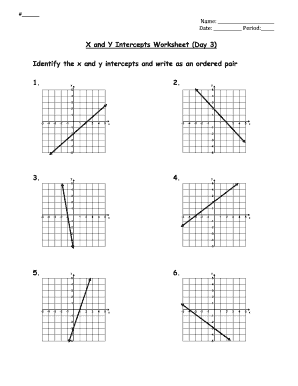 finding x and y intercepts from a graph worksheet
