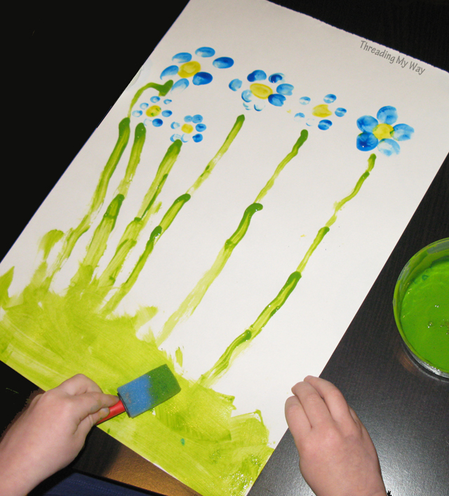 Threading My Way: Thumb Printing and Mixing Colours ~ Painted Flowers