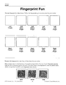 Fingerprint Fun Worksheet for 4th - 5th Grade | Lesson Planet