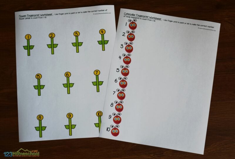 FREE Printable Fingerprint Counting Worksheets Activity
