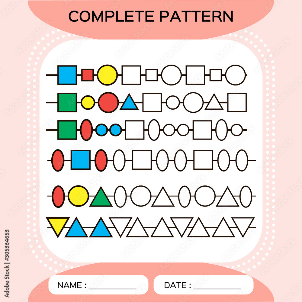 Complete repeating patterns. Worksheet for preschool kids ...