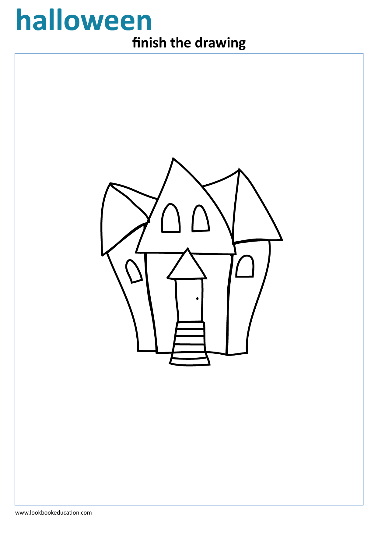 Worksheet Halloween Finish the Drawing - LookbookEducation.com