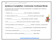 Sentence Completion Worksheets