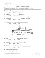 Finish the Sentence: Rhyming Worksheet for 2nd Grade | Lesson Planet