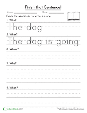 Finish that Sentence! | Worksheet 