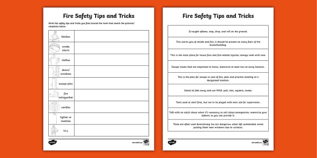fire safety worksheet for kindergarten