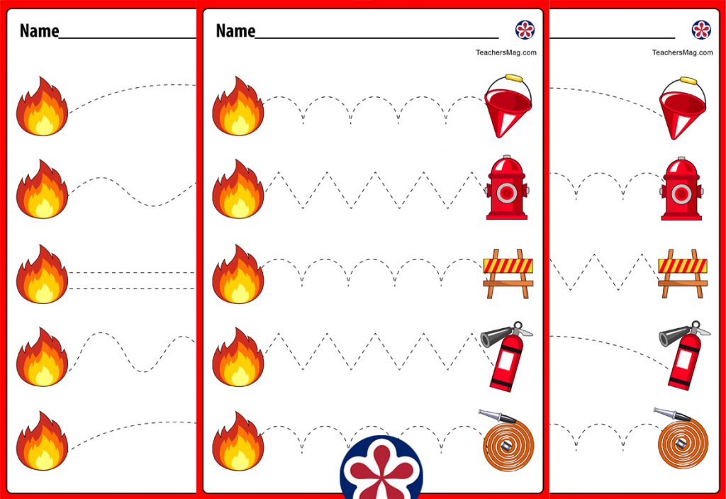 Fire Safety-Themed Tracing Worksheets for Pre-K and Kindergarten ...