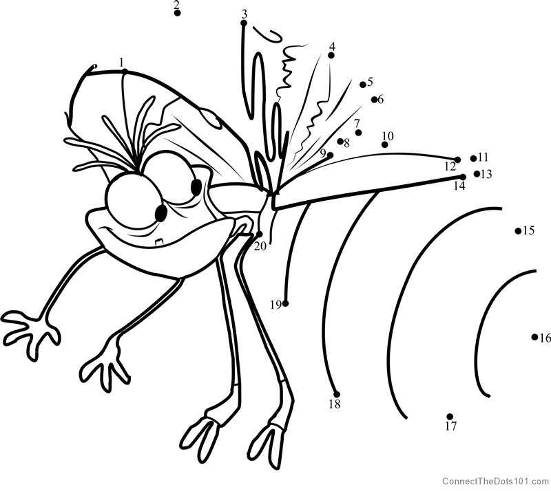 Ray the Firefly dot to dot printable worksheet - Connect The Dots