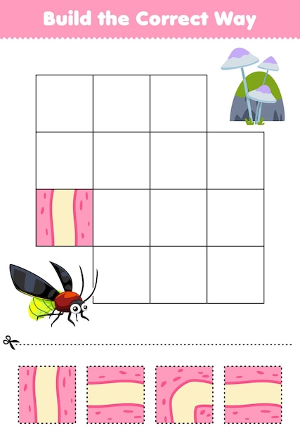 Premium Vector | Education game for children build the correct way ...