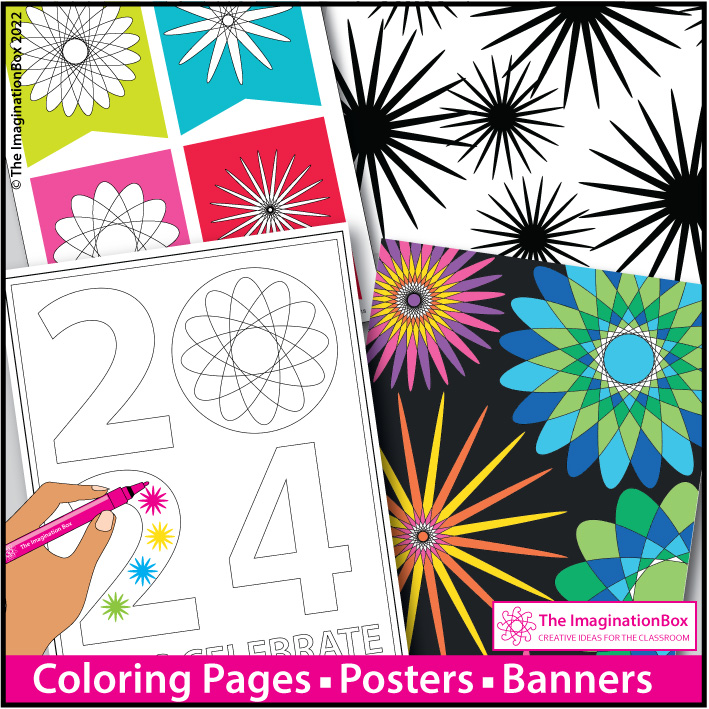 New Years 2024 Fireworks Art and Goal Setting Activities - The ...
