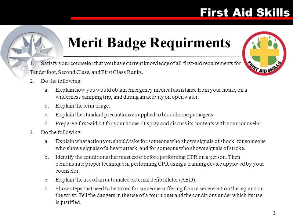 first aid merit badge answers