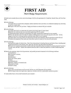 first aid merit badge requirements