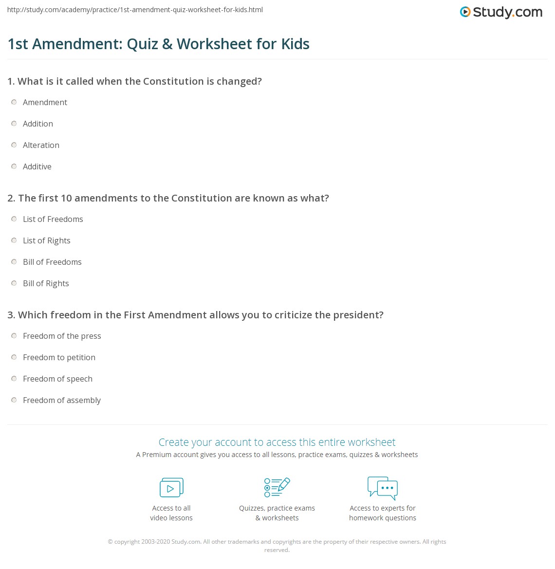 United States Bill of Rights Facts & Worksheets History, Features Worksheets Library