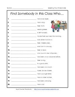 first day of school worksheet 6th grade