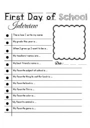 first day of school worksheet high school